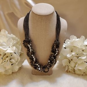 Trendy silver statement necklace